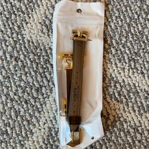 Gold and Brown Leather Watch Band